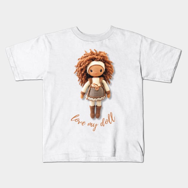 Handmade Wool Doll, Cozy and Cute - design 10 Kids T-Shirt by a4mbs